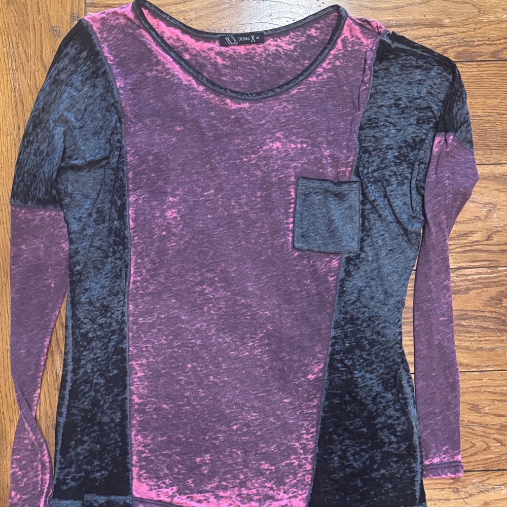 Doe X Women's Pink and Black Long Sleeve Top